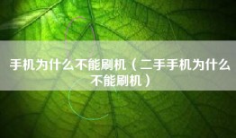 手机为什么不能刷机（二手手机为什么不能刷机）