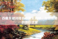 百度关键词排名收费全揭秘，你想知道的都在这里