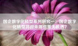 国企数字化转型系列研究一：国企数字化转型将迎来哪些重大机遇？