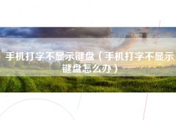手机打字不显示键盘（手机打字不显示键盘怎么办）