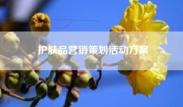 护肤品营销策划活动方案