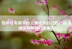 如何在电商平台上成功卖自己的产品-关键步骤和技巧全解析