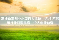 高成功率创业小项目大揭秘！这5个不起眼行业利润最高，个人创业首选