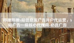 哔哩哔哩b站信息流广告开户代运营，b站广告一级核心代理商-必选广告