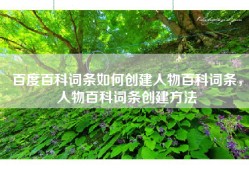 百度百科词条如何创建人物百科词条，人物百科词条创建方法