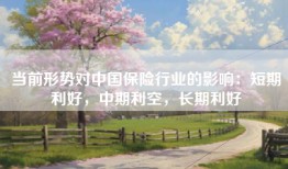 当前形势对中国保险行业的影响：短期利好，中期利空，长期利好