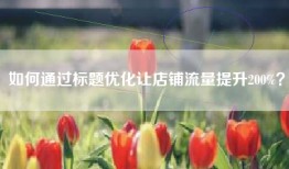 如何通过标题优化让店铺流量提升200%？