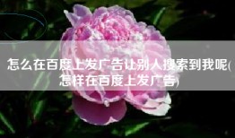 怎么在百度上发广告让别人搜索到我呢(怎样在百度上发广告)