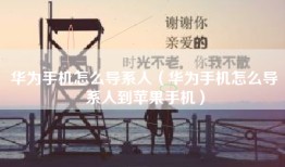 华为手机怎么导系人（华为手机怎么导系人到苹果手机）