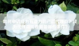 如何申请成为有潜力的产品代理商？成为代理商需要具备哪些条件？