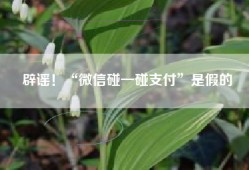 辟谣！“微信碰一碰支付”是假的