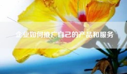 企业如何推广自己的产品和服务