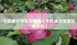 手机通话录音在哪找（手机通话录音在哪找到）
