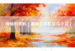 神秘的手机（神秘的手机软件小说）