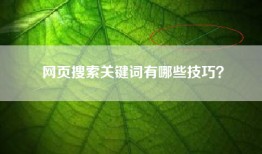 网页搜索关键词有哪些技巧？