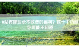 B站有哪些永不收费的福利？这十个功能你可能不知道