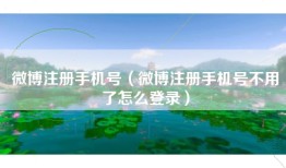 微博注册手机号（微博注册手机号不用了怎么登录）