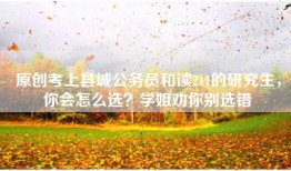 原创考上县城公务员和读211的研究生，你会怎么选？学姐劝你别选错