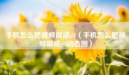 手机怎么把视频做成gif（手机怎么把视频做成gif动态图）