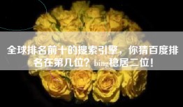 全球排名前十的搜索引擎，你猜百度排名在第几位？bing稳居二位！