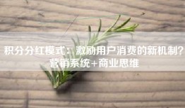 积分分红模式：激励用户消费的新机制？营销系统+商业思维