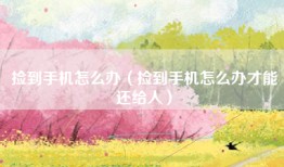捡到手机怎么办（捡到手机怎么办才能还给人）