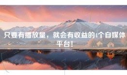 只要有播放量，就会有收益的4个自媒体平台！