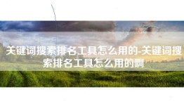 关键词搜索排名工具怎么用的-关键词搜索排名工具怎么用的啊