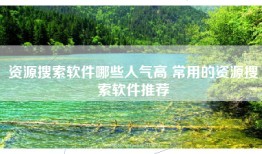 资源搜索软件哪些人气高 常用的资源搜索软件推荐