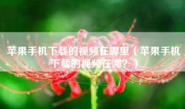 苹果手机下载的视频在哪里（苹果手机下载的视频在哪？）