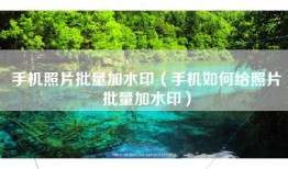 手机照片批量加水印（手机如何给照片批量加水印）