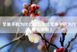 苹果手机为什么那么卡（苹果手机为什么那么卡顿）