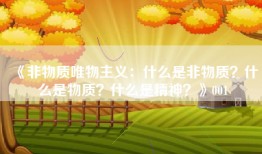 《非物质唯物主义：什么是非物质？什么是物质？什么是精神？》001