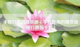 手机好用的播放器（手机好用的播放器排行榜前十名）