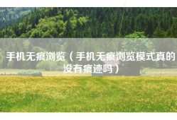 手机无痕浏览（手机无痕浏览模式真的没有痕迹吗）