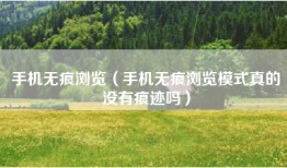 手机无痕浏览（手机无痕浏览模式真的没有痕迹吗）