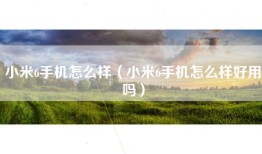 小米6手机怎么样（小米6手机怎么样好用吗）