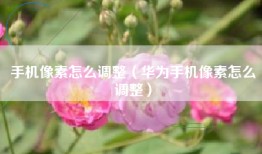手机像素怎么调整（华为手机像素怎么调整）