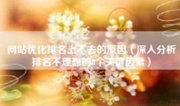 网站优化排名上不去的原因（深入分析排名不理想的8个关键因素）