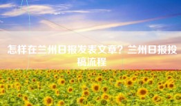 怎样在兰州日报发表文章？兰州日报投稿流程