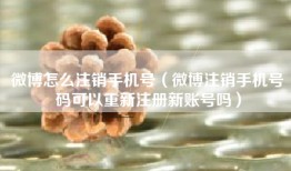 微博怎么注销手机号（微博注销手机号码可以重新注册新账号吗）