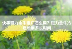 快手磁力金牛推广怎么用？磁力金牛冷启动期多长时间