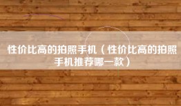 性价比高的拍照手机（性价比高的拍照手机推荐哪一款）