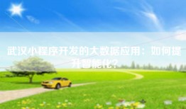 武汉小程序开发的大数据应用：如何提升智能化？