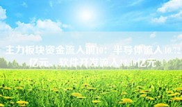 主力板块资金流入前10：半导体流入40.72亿元、软件开发流入13.40亿元
