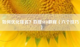 如何优化排名？百度SEO教程（六个技巧）