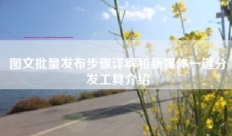 图文批量发布步骤详解和新媒体一键分发工具介绍