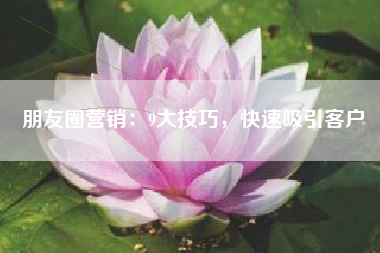 朋友圈营销:9大技巧,快速吸引客户