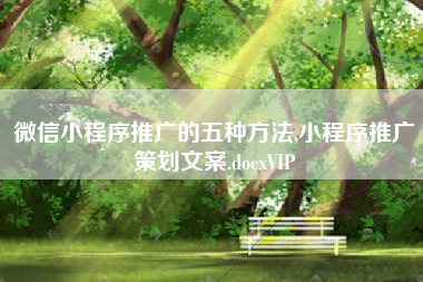 微信小程序推广的五种方法,小程序推广策划文案.docxVIP