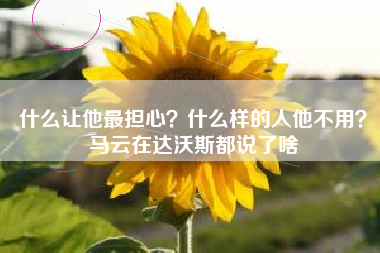 什么让他最担心?什么样的人他不用?马云在达沃斯都说了啥
